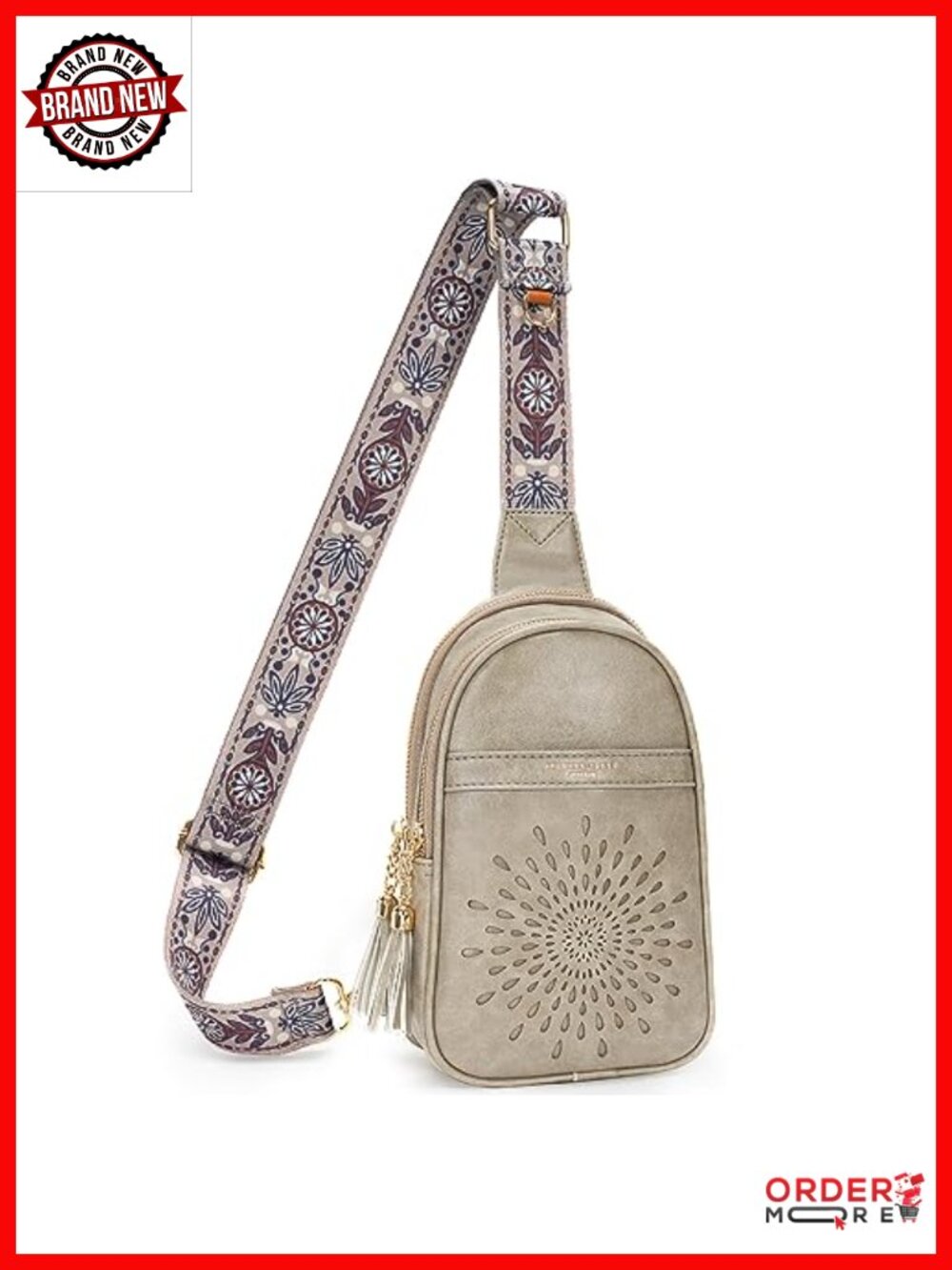 Vegan Leather Sling Bag Cell Phone Purse Fanny Pack Crossbody Adjustable Strap